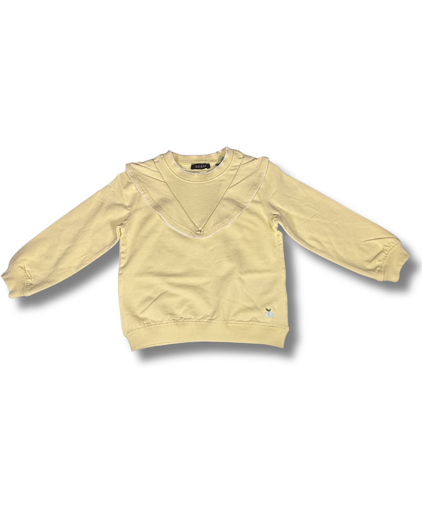 Felpa bambina gialla con volant e ricamo – Blue Seven