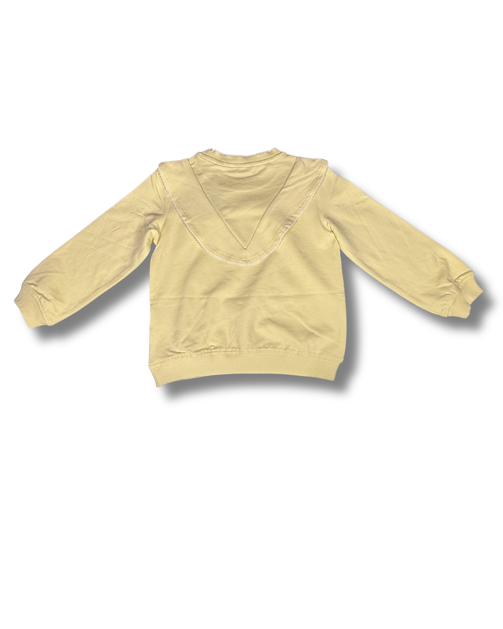 Felpa bambina gialla con volant e ricamo – Blue Seven