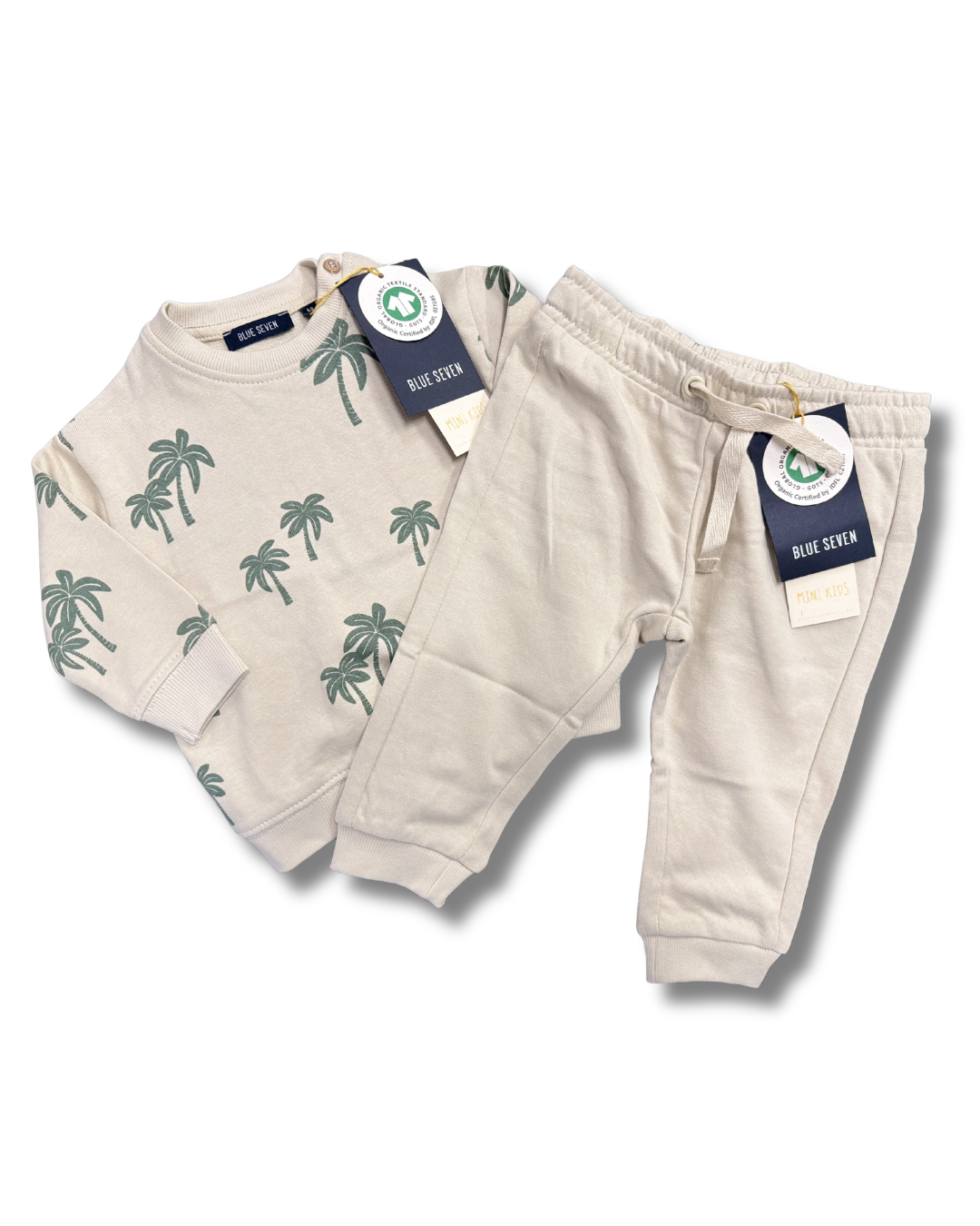 Completo neonato in cotone Blue Seven - Felpa stampata e pantalone coordinato (6-24 mesi)