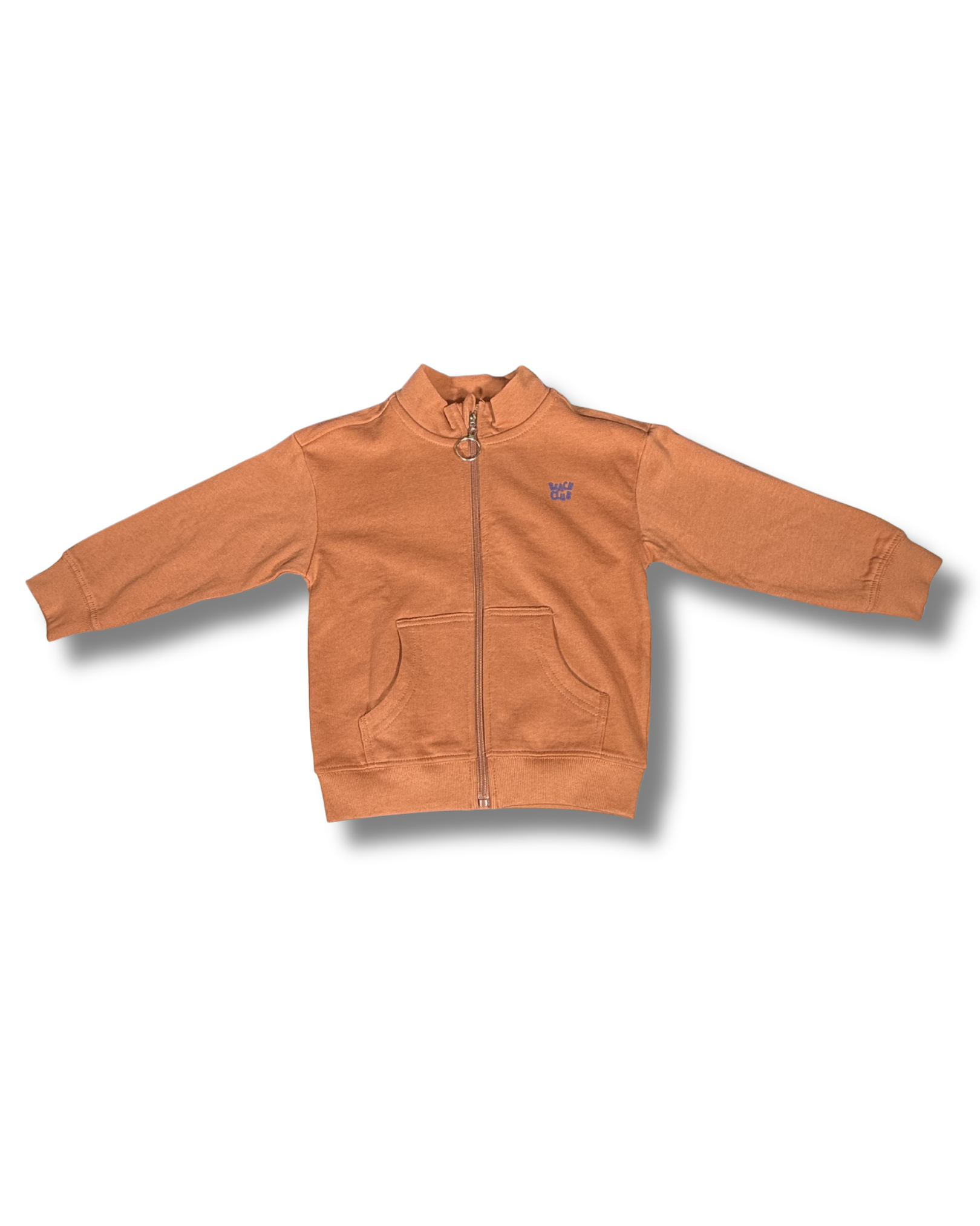 Felpa bambino arancio con zip “Beach Club” – Blue Seven