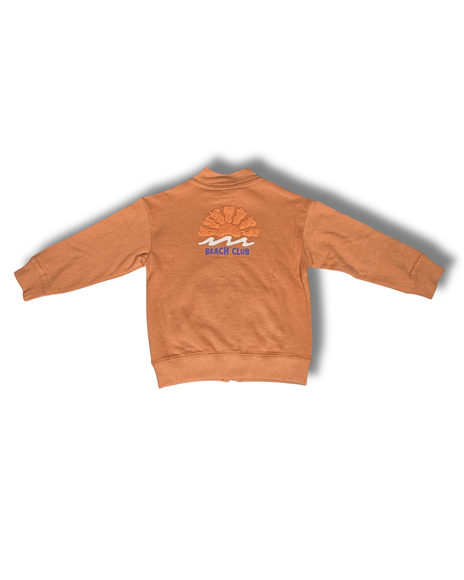 Felpa bambino arancio con zip “Beach Club” – Blue Seven