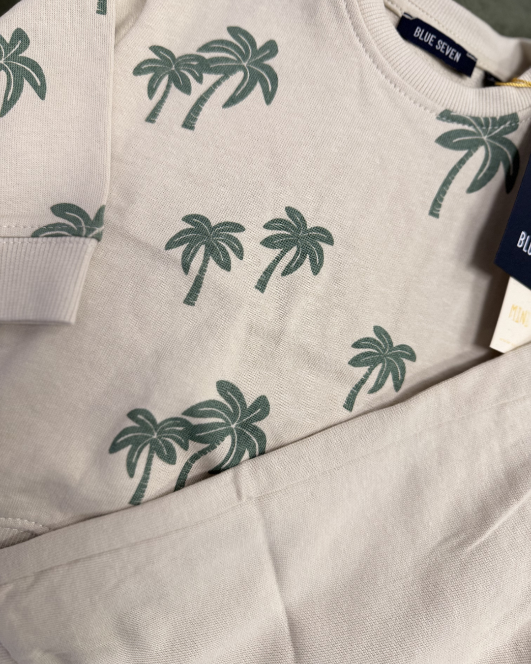 Completo neonato in cotone Blue Seven - Felpa stampata e pantalone coordinato (6-24 mesi)