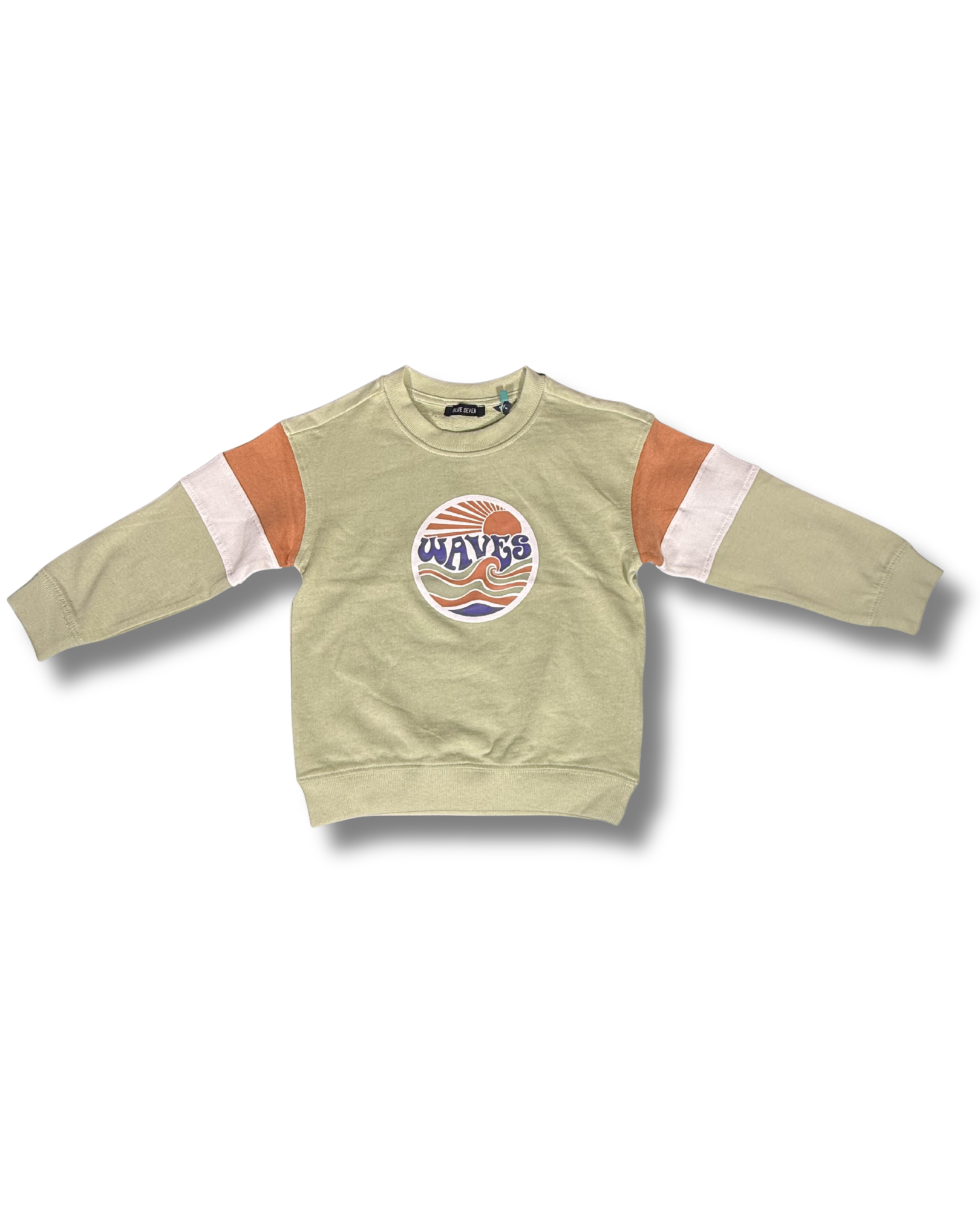 Felpa bambino “Waves” verde salvia color block – Blue Seven