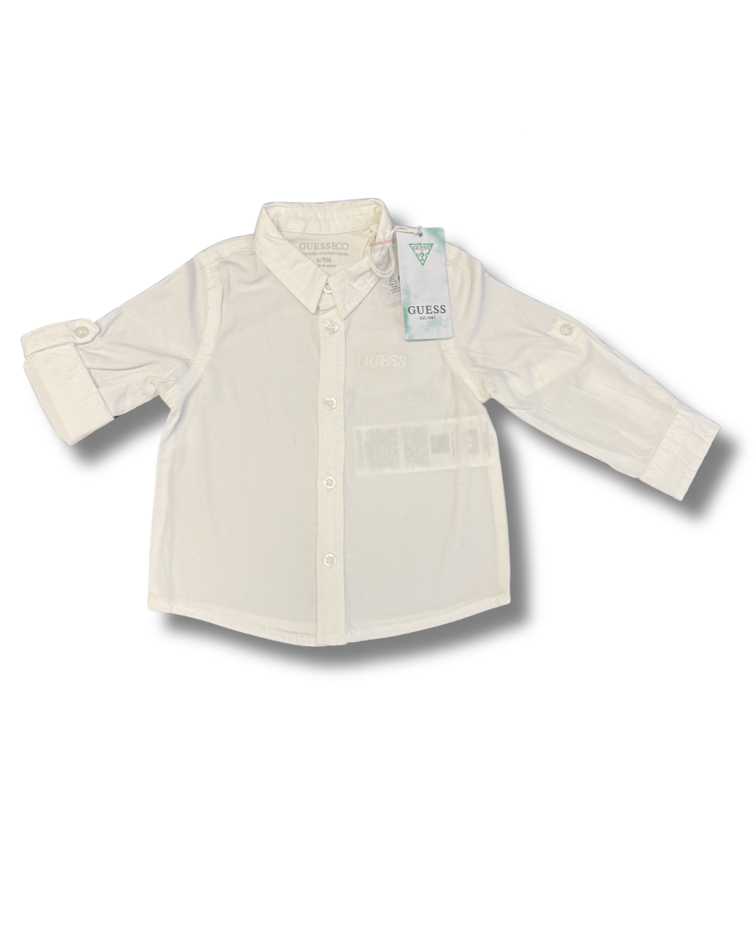 Camicia neonato Guess bianca in cotone con logo