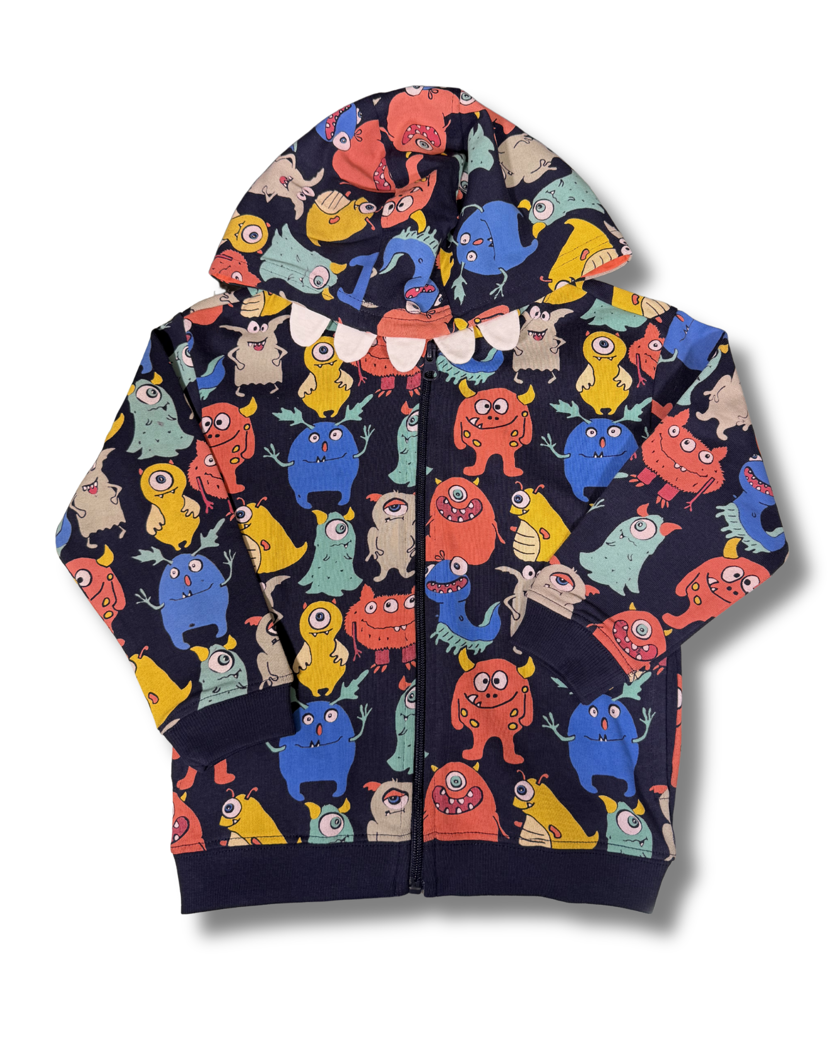 Felpa Bambino Blue Seven con Zip e Cappuccio Stampa Mostriciattoli