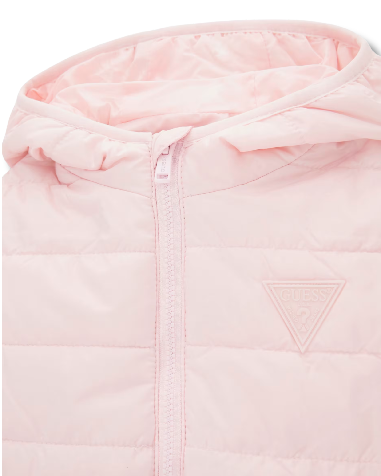 Piumino 100g bambina Guess rosa trapuntato con cappuccio