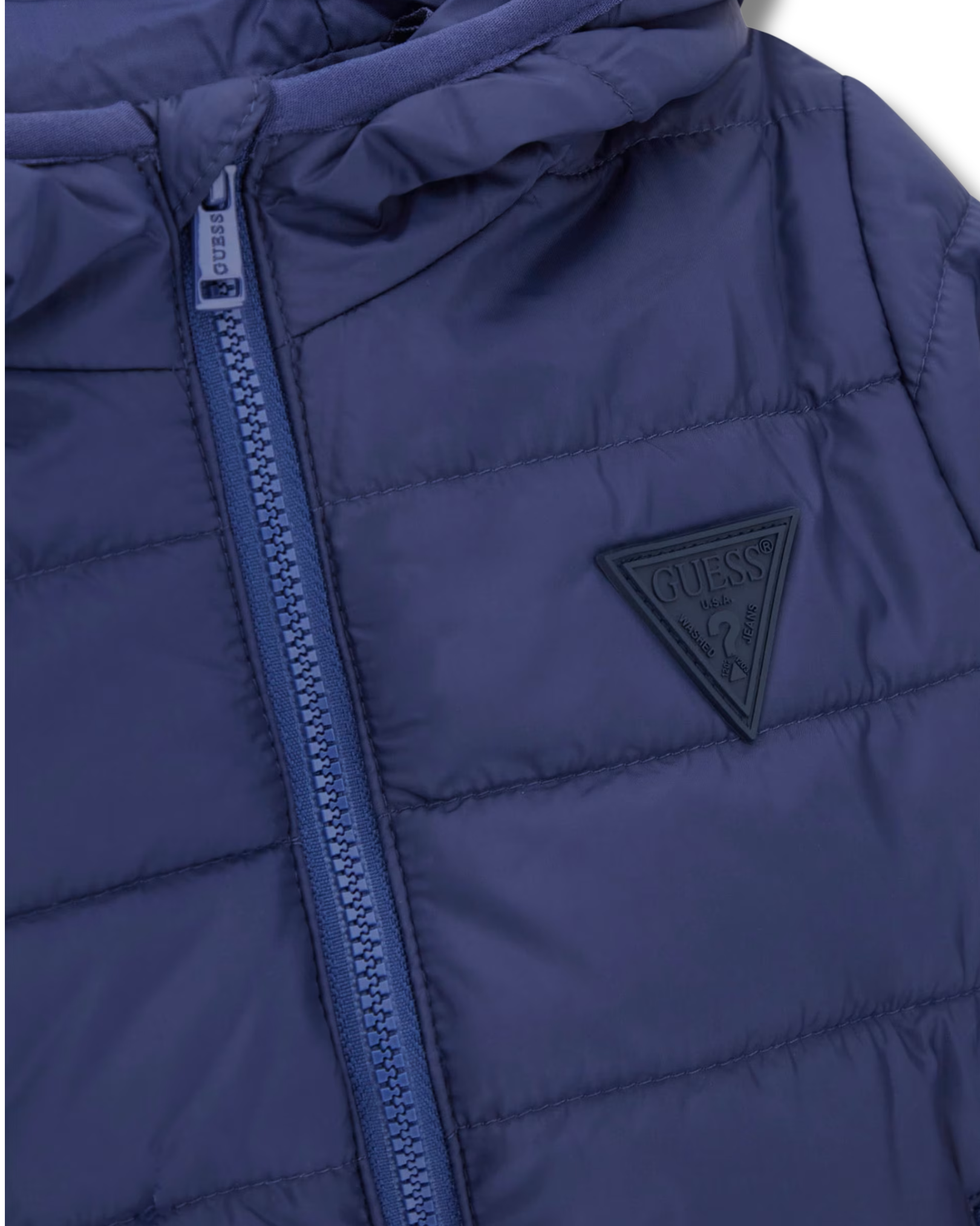 Piumino 100g bambino/a Guess blu trapuntato con cappuccio