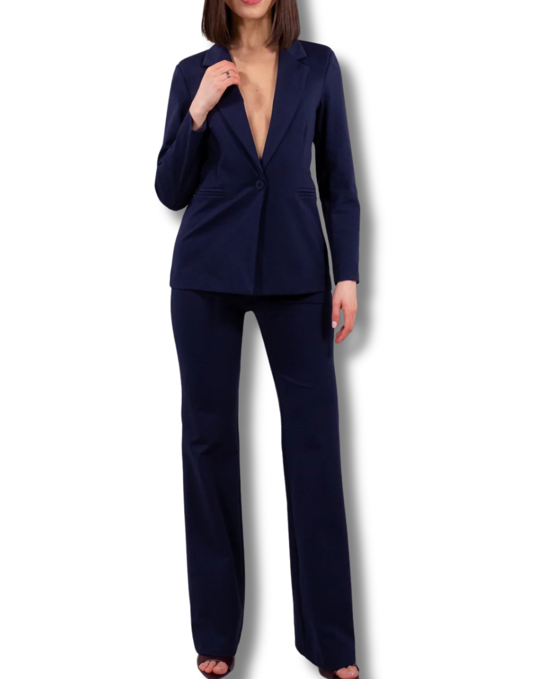 Completo Donna Elegante Punto Milano – Blazer e Pantalone Palazzo Blu