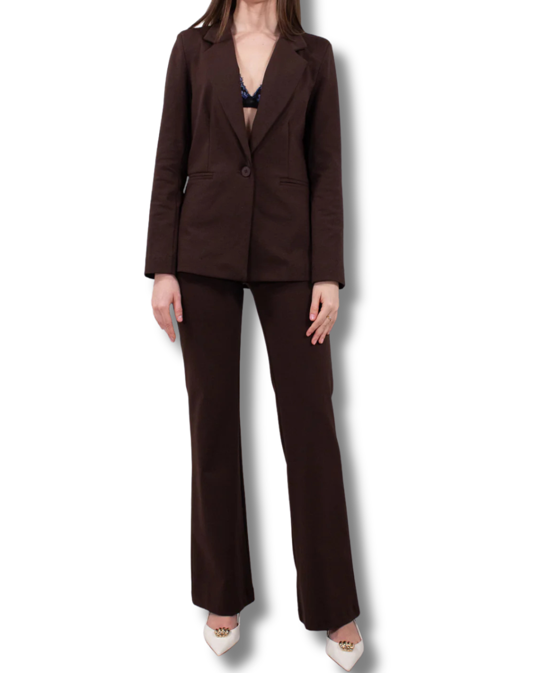 Completo Donna Punto Milano con Blazer e Pantalone Palazzo – Marrone
