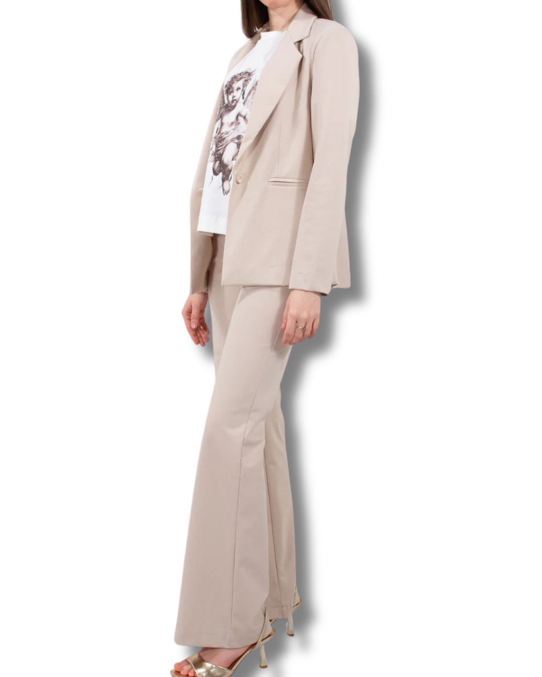 Completo Donna Punto Milano con Blazer e Pantalone Palazzo – Beige