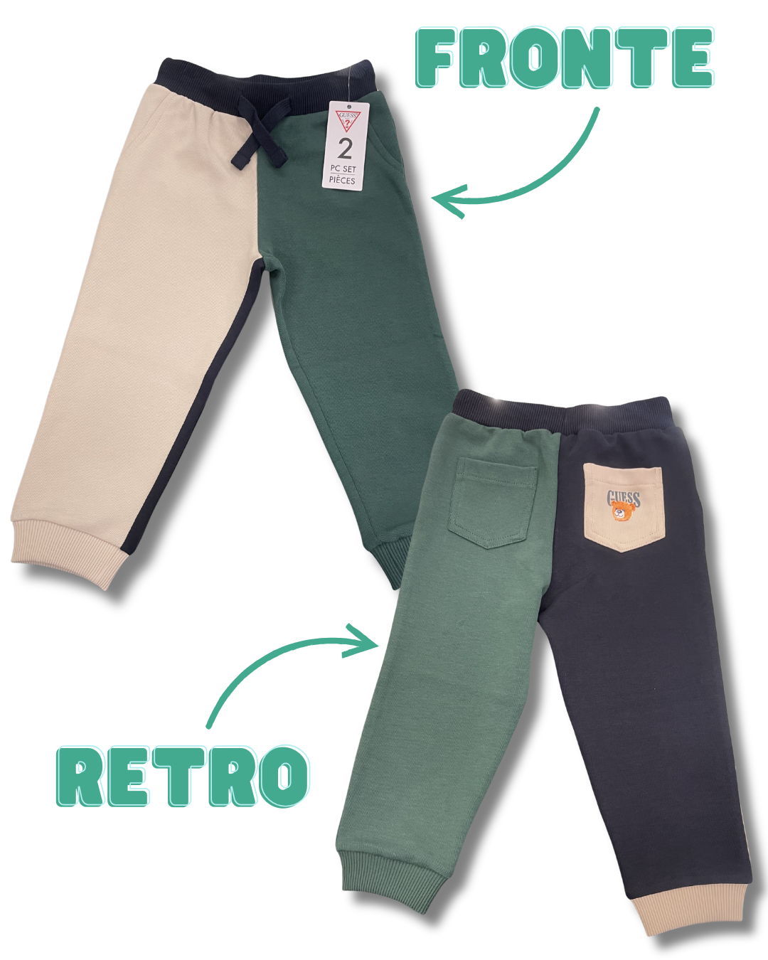 Completo neonato Guess tricolor 2 pezzi felpa + pantalone