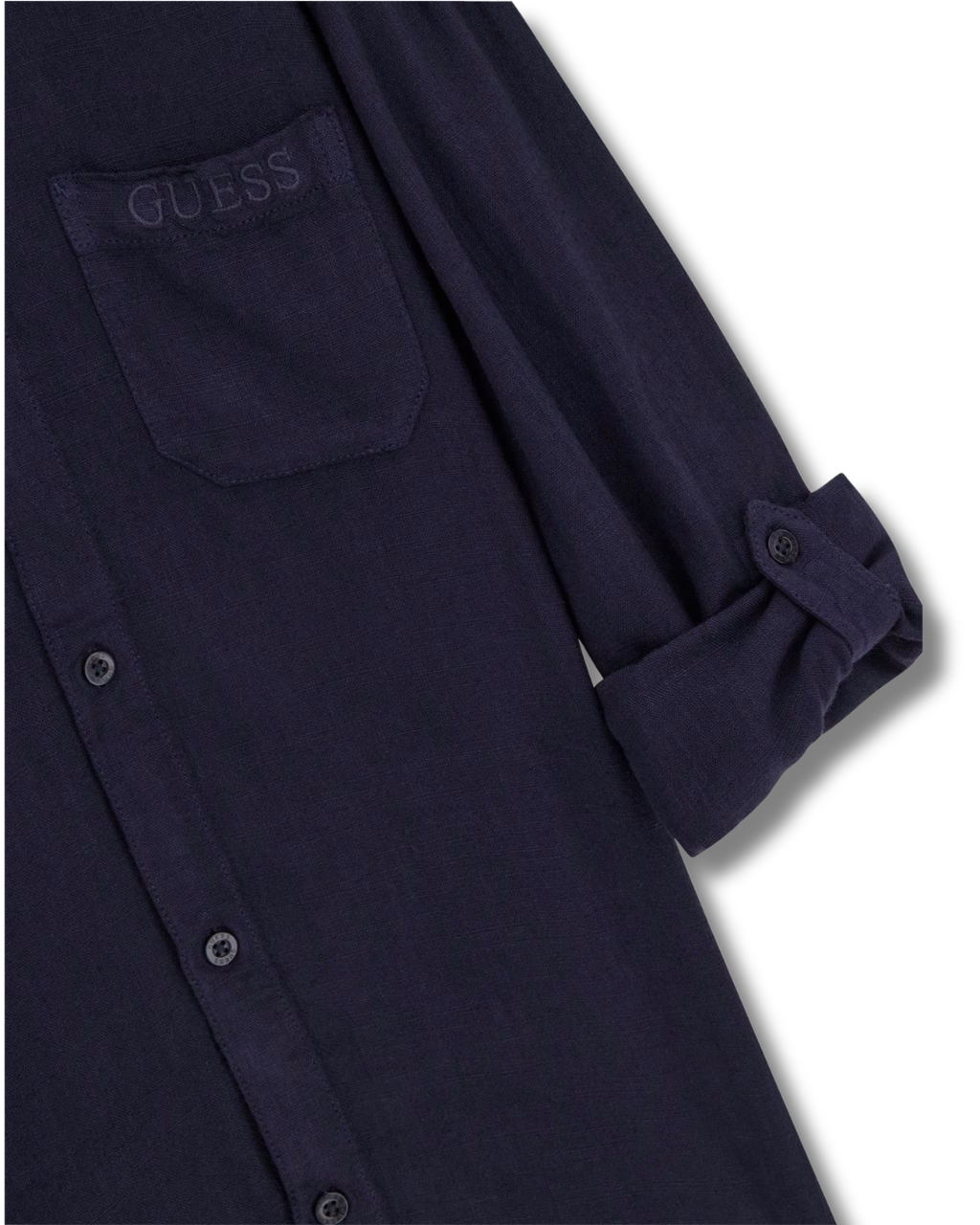 Camicia Guess Kids in Misto Lino Blu Scuro