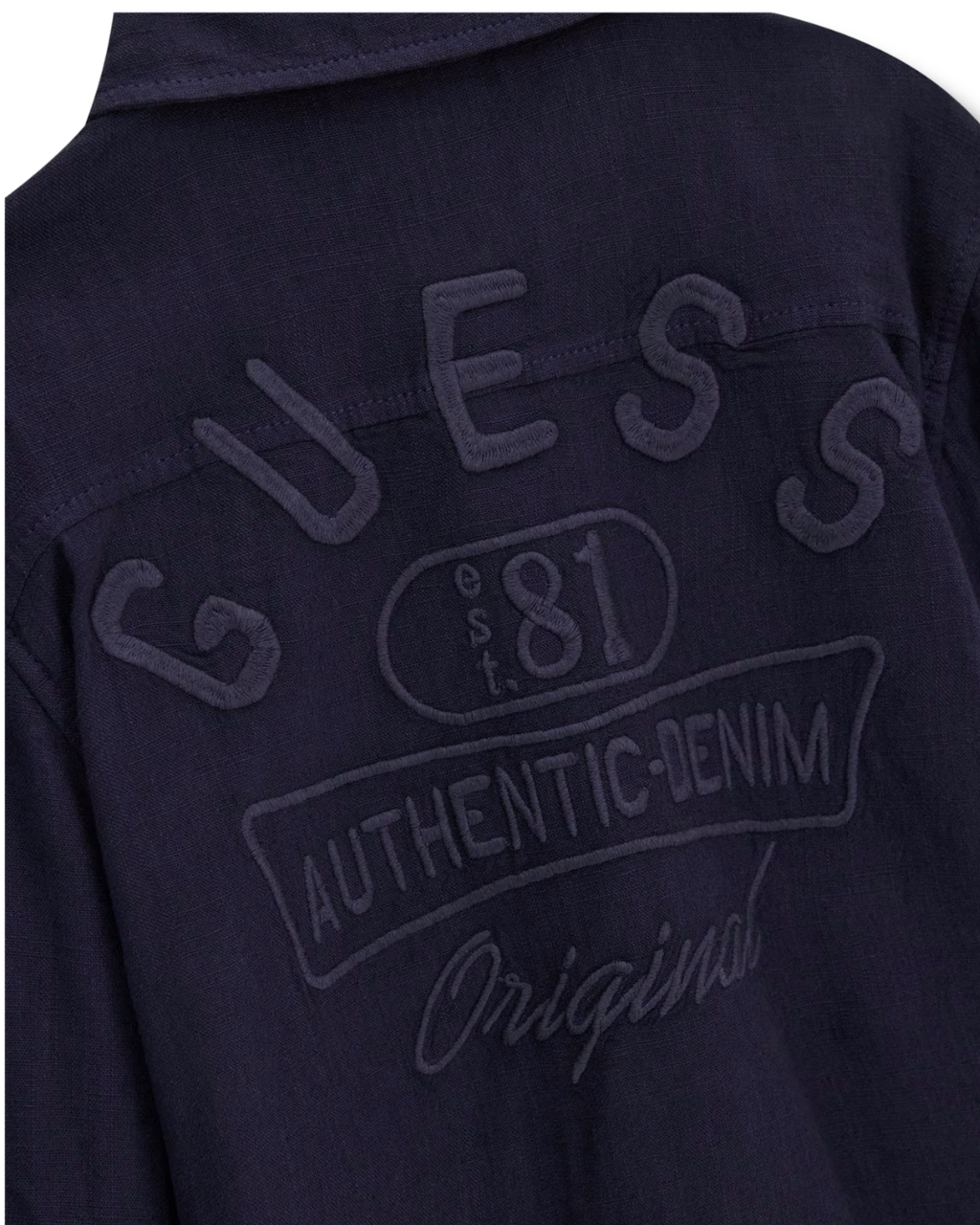 Camicia Guess Kids in Misto Lino Blu Scuro