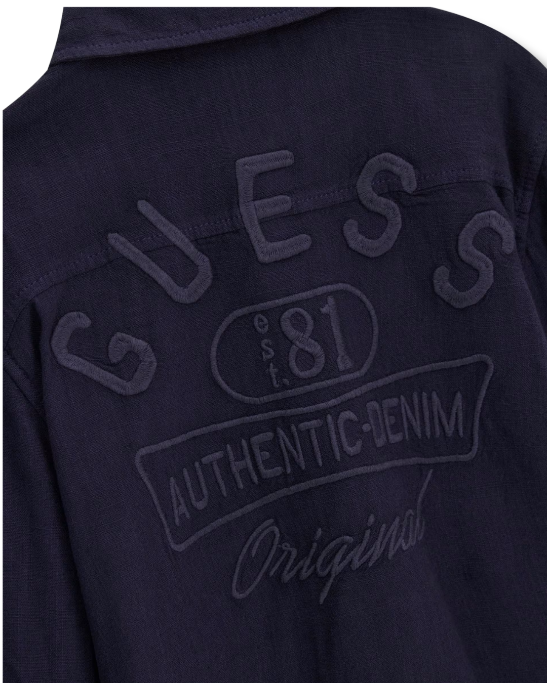 Camicia Guess Kids in Misto Lino Blu Scuro