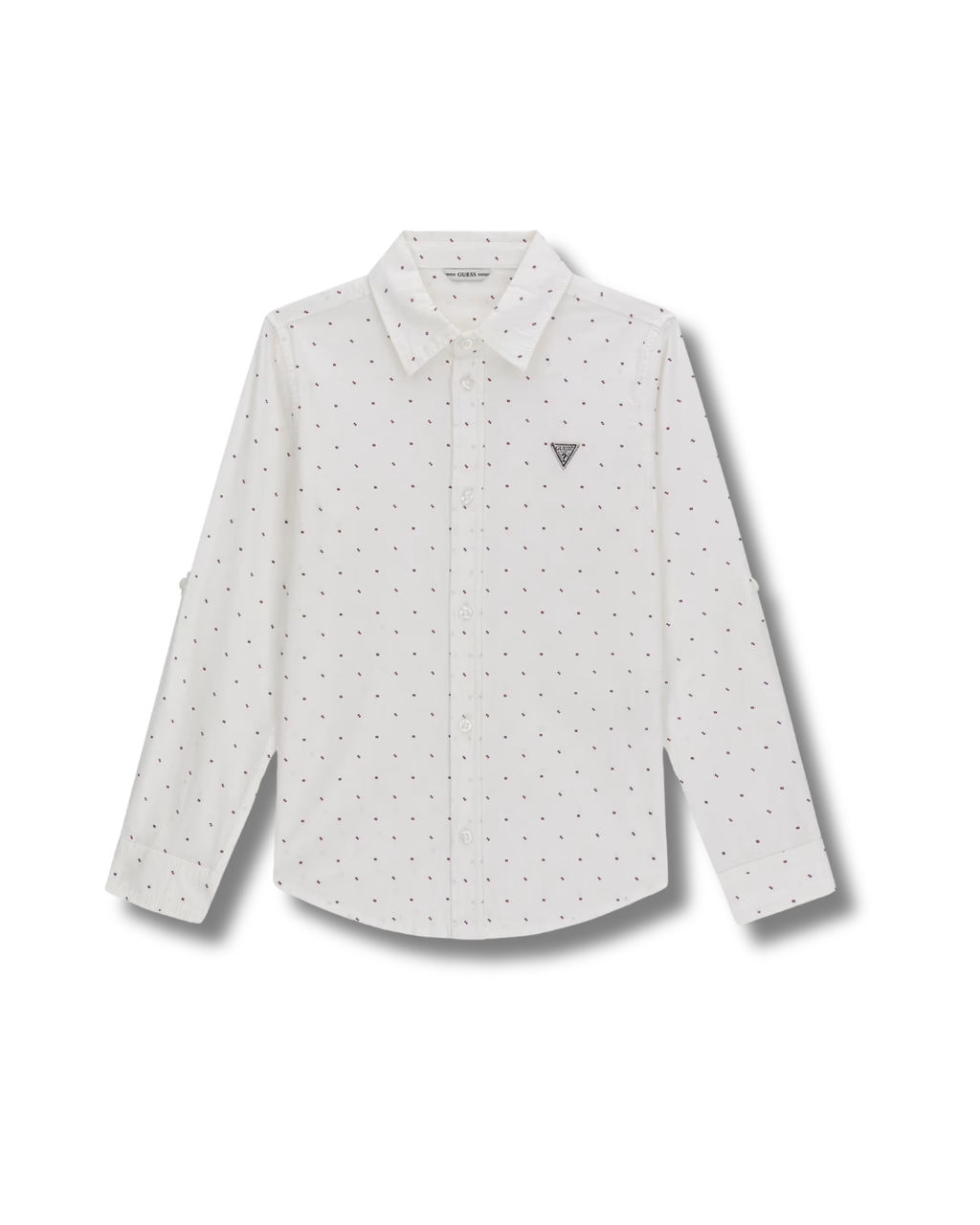 Camicia Guess Kids in Popeline Bianca con Micro Fantasia