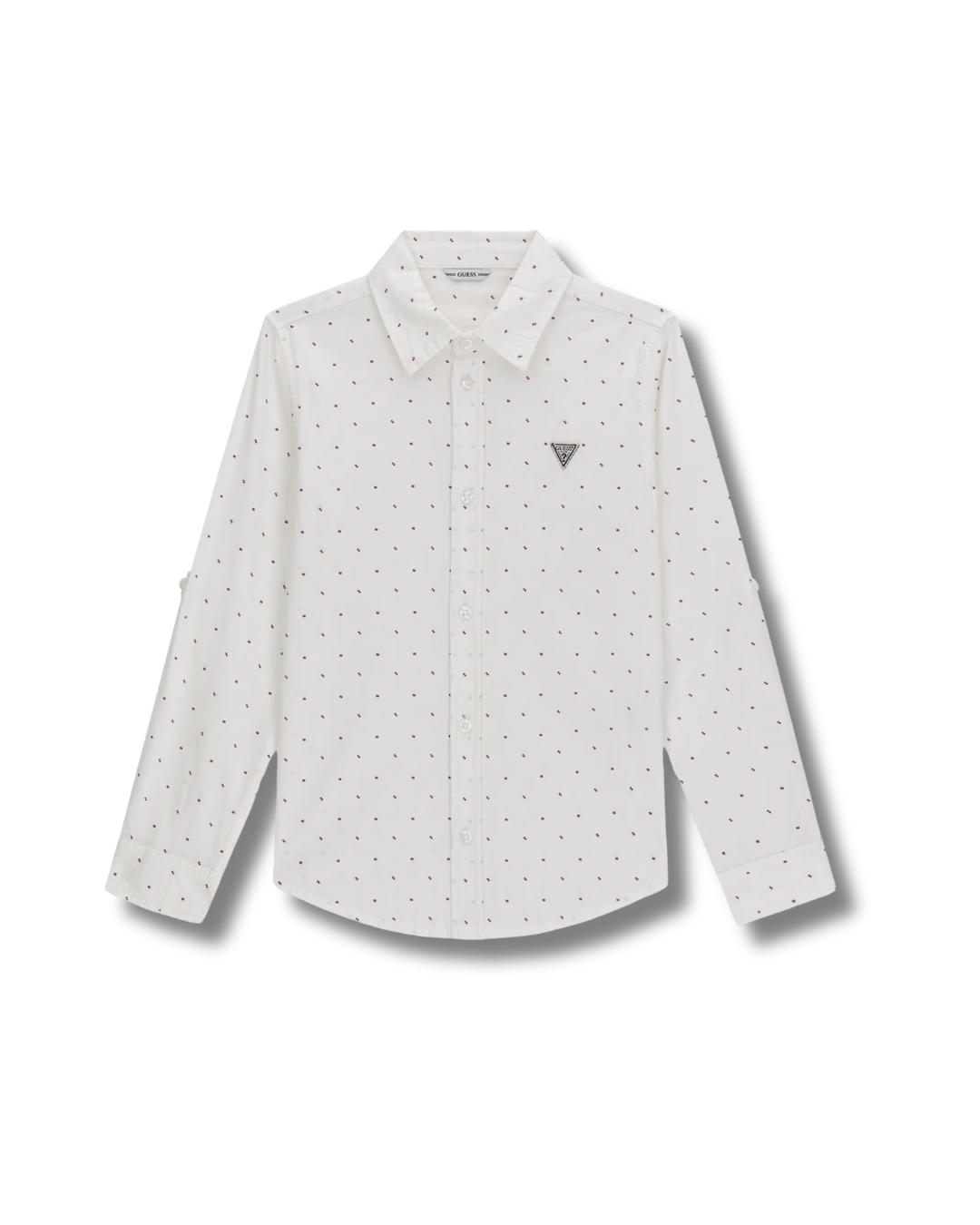 Camicia Guess Kids in Popeline Bianca con Micro Fantasia