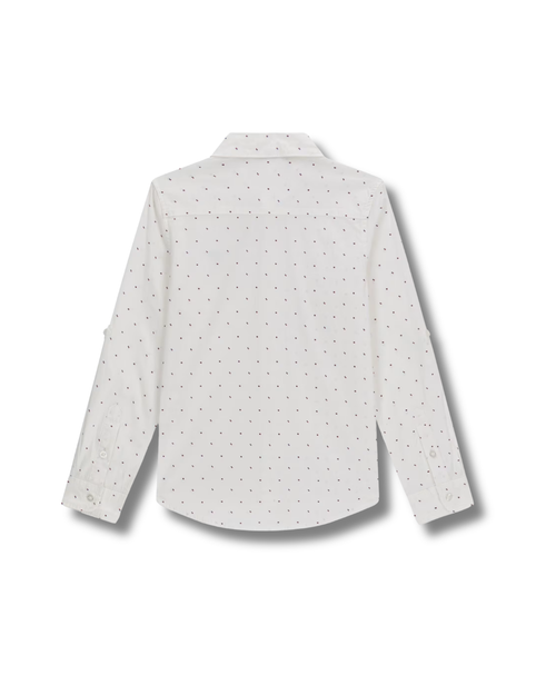 Camicia Guess Kids in Popeline Bianca con Micro Fantasia