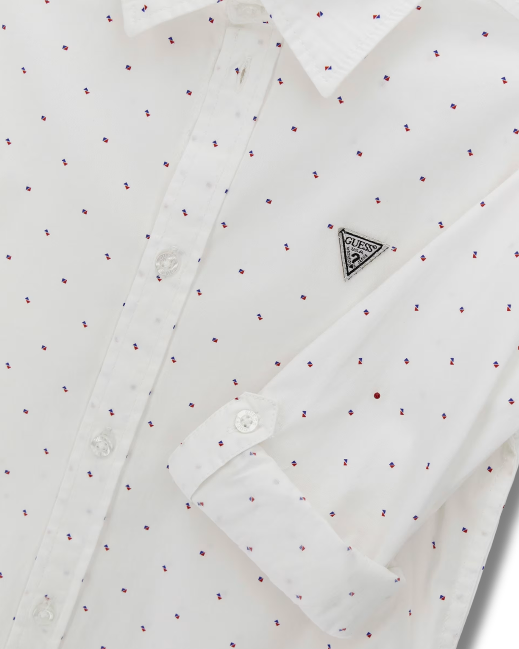 Camicia Guess Kids in Popeline Bianca con Micro Fantasia