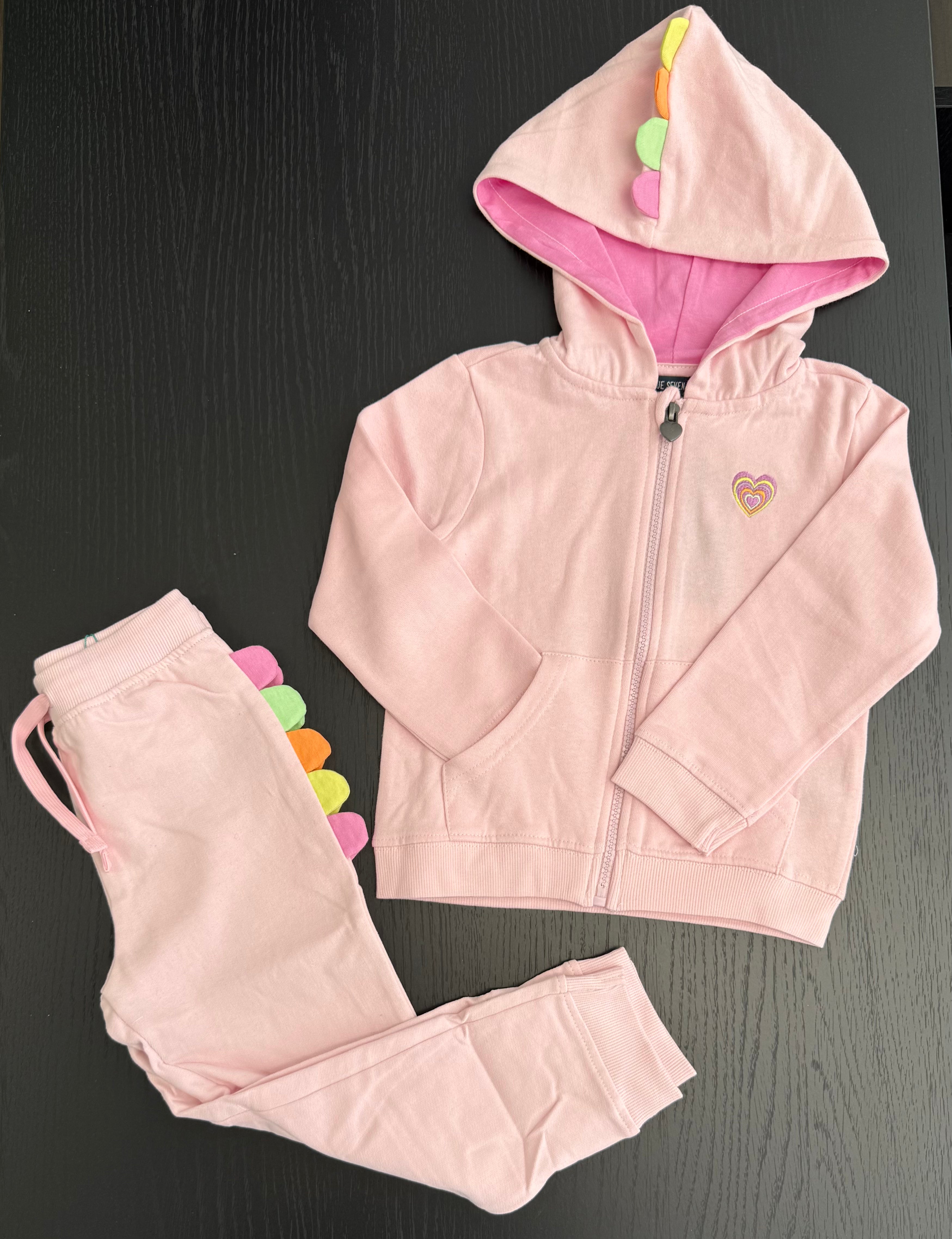 Tuta bambina in cotone Blue Seven – Felpa con cappuccio e pantalone coordinato (2-8 anni)